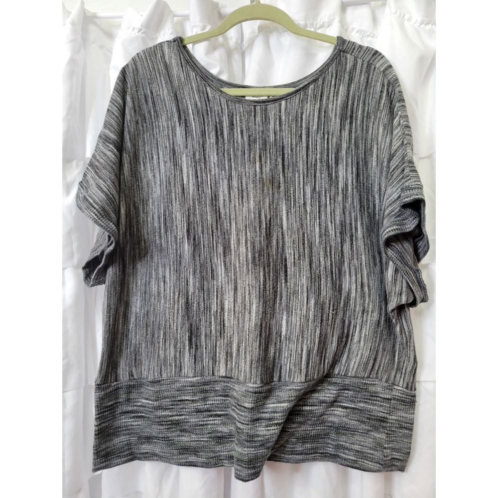 Cato Woman Grey Space Dye Knit Top Dolman Sleeve Banded Hem Plus Size 22/24W 517
